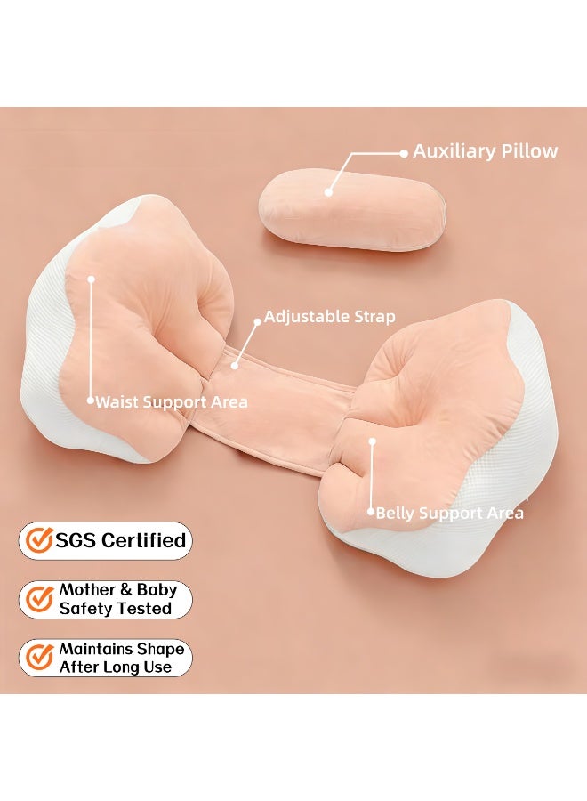 Pregnancy Pillow,Pregnancy Sleep Pillow,U Shaped  Maternity Pillow ,Pregnancy Body Pillow Waist Protector + Auxiliary Pillow Removable,Adjustable Supports The Back, Legs, Abdomen, And Buttocks Of Pregnant Women - Image 2